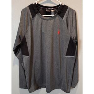 Spyder Active Pro Web Shirt Men's Size M Gray/Black/Red Long Sleeve